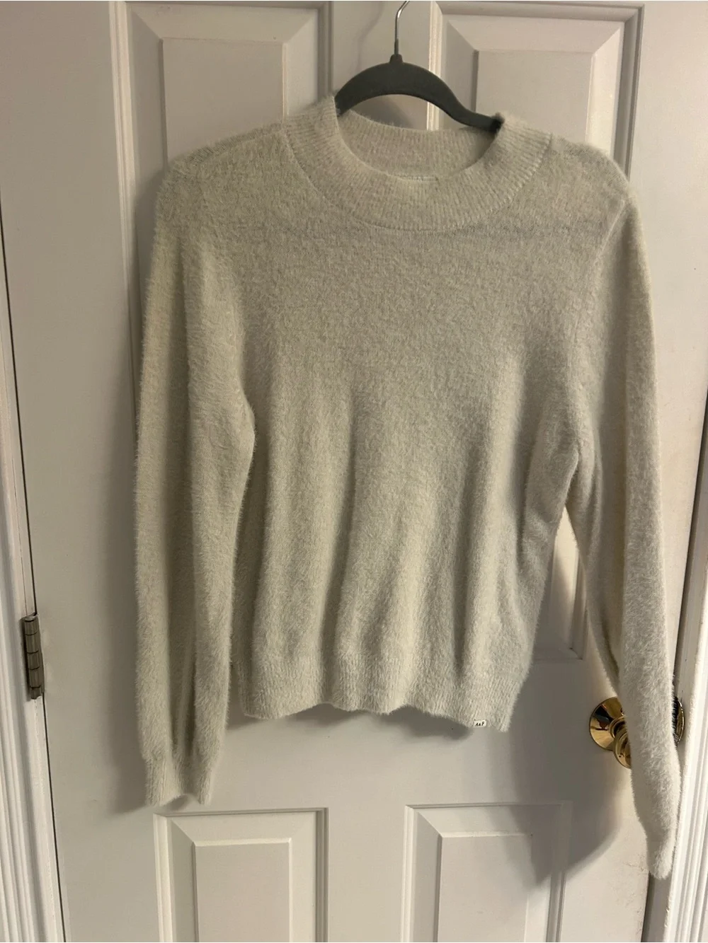 Girls abercrombie kids Cream Fuzzy Crewneck Sweater